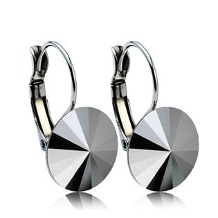 NBS12-JH Ocelové náušnice s krystaly Swarovski® 12 mm, JET HEMATITE
