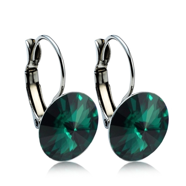 Oceľové náušnice s kryštálmi Swarovski ® 12 mm, EMERALD