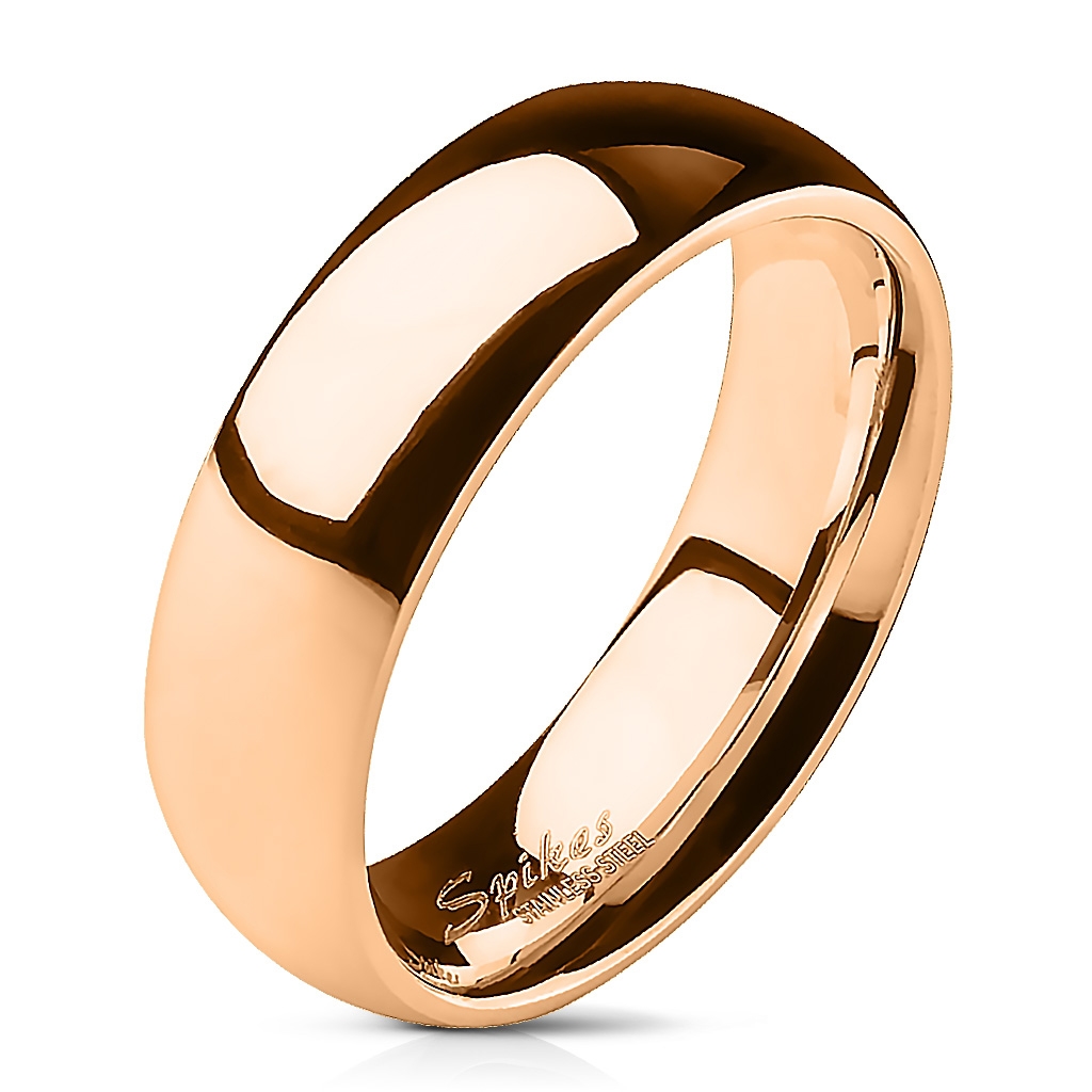 Šperky4U Zlacený ocelový prsten, šíře 6 mm - velikost 68 - OPR0016-6-68