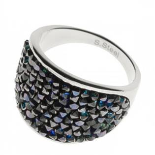 Ocelový prsten s krystaly Crystals from Swarovski®, BERMUDA BLUE LV1001-BB