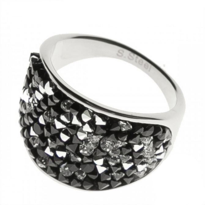 AKTUAL, s.r.o. Ocelový prsten s krystaly Crystals from Swarovski®, PEPPER - velikost 56 - LV1001-PEP-56