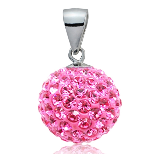 Strieborný prívesok guľa 10 mm s kryštálmi Crystals from Swarovski ®, Pink
