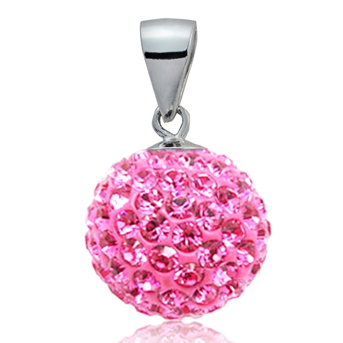Strieborný prívesok guľa 10 mm s kryštálmi Crystals from Swarovski ®, Pink