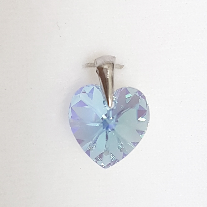 Strieborný prívesok srdce z dielne Crystals from Swarovski ®, Aquamarine