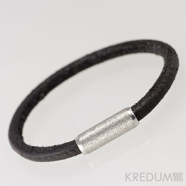 KREDUM® Hynek Kalista Kožený náramek - ocelový korálek broušený, tl. 5 mm, délka 20 cm - KS9503