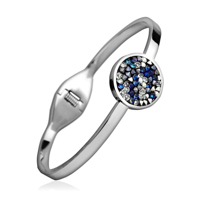 Oceľový náramok s kryštálmi Crystals from Swarovski ® BLUE PEPPER