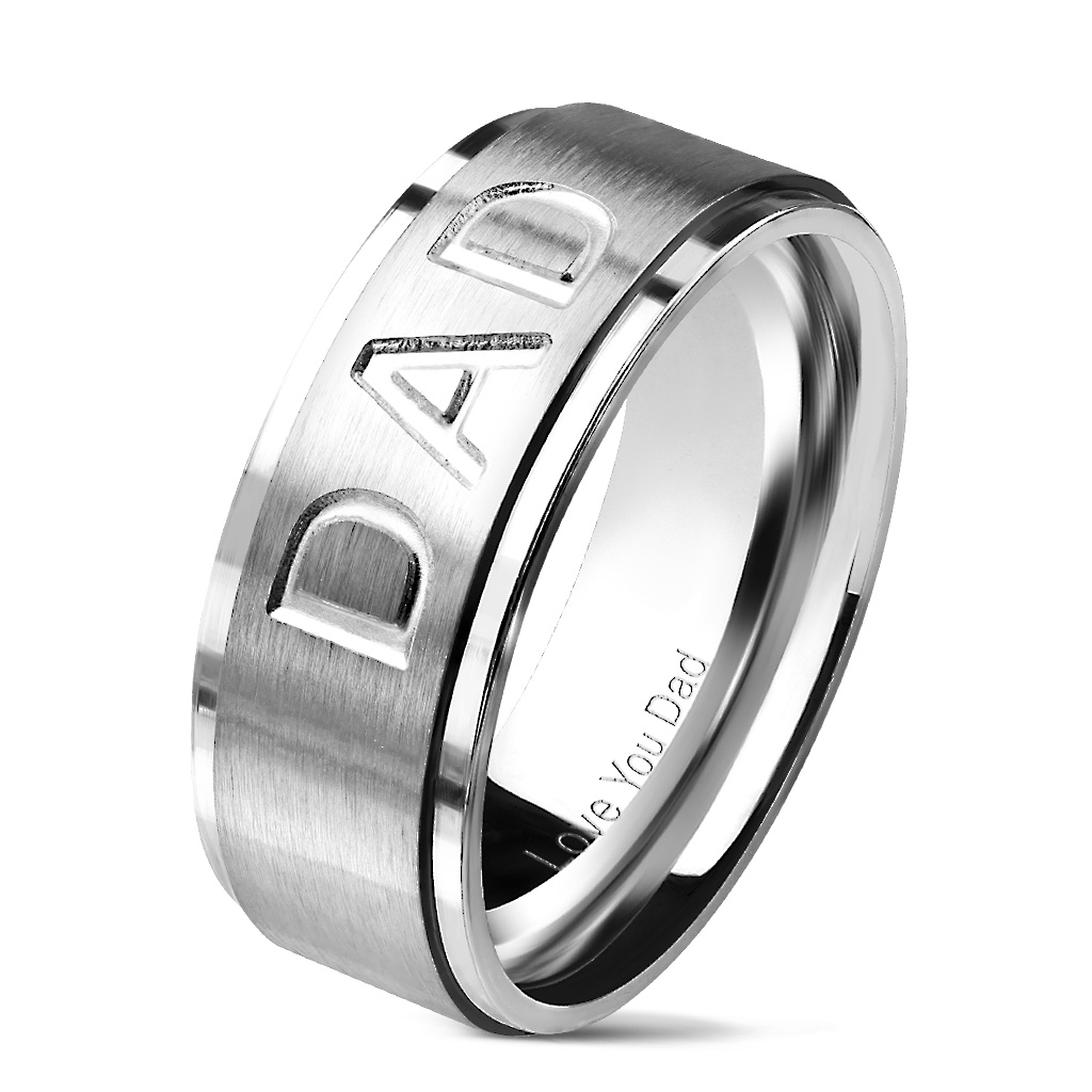 Šperky4U Matný ocelový prsten "DAD" - velikost 70 - OPR1725-70
