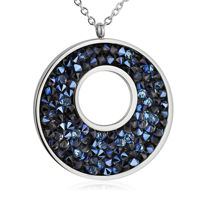 Oceľový náhrdelník s kryštálmi Crystals from Swarovski ®, BERMUDA BLUE