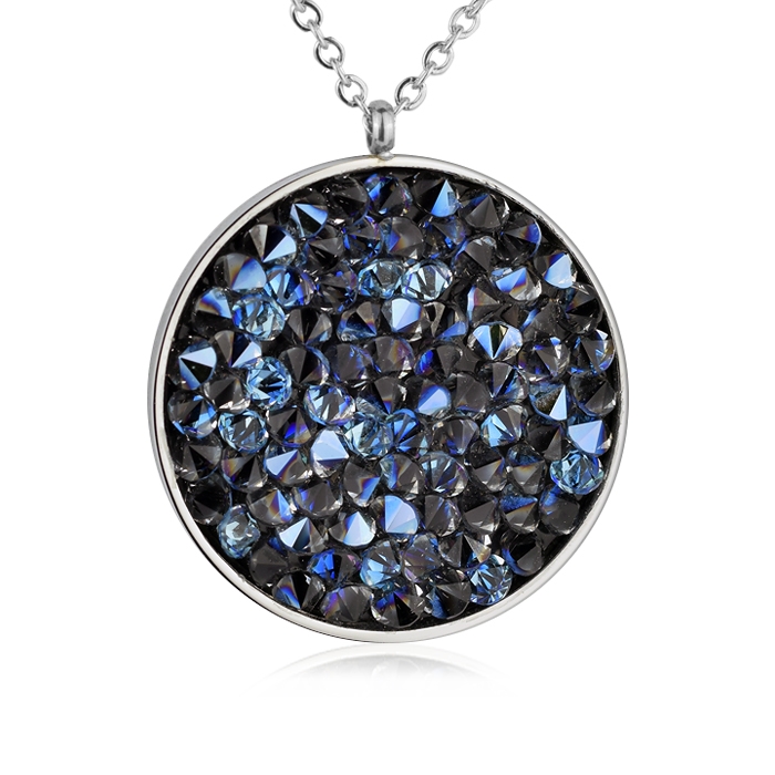 Oceľový náhrdelník s kryštálmi Crystals from Swarovski ®, BERMUDA BLUE