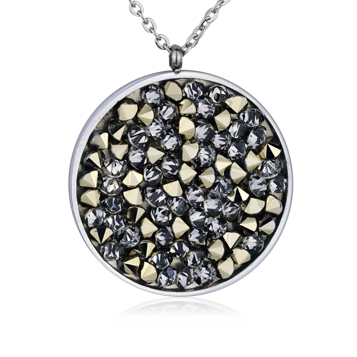 Oceľový náhrdelník s kryštálmi Crystals from Swarovski ®, GOLDEN CHOCOLATE