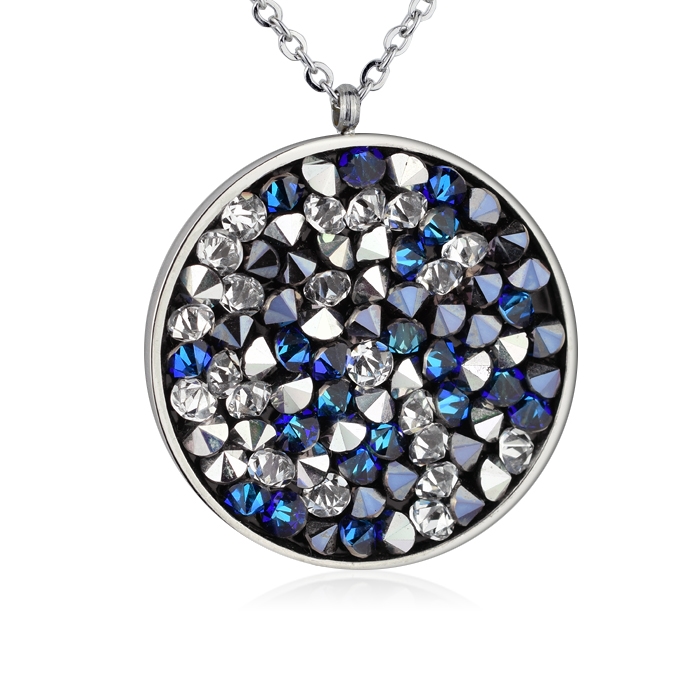 Oceľový náhrdelník s kryštálmi Crystals from Swarovski ®, BLUE PEPPER