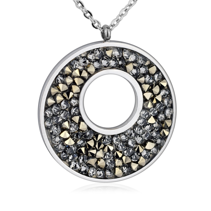 Oceľový náhrdelník s kryštálmi Crystals from Swarovski ®, GOLDEN CHOCOLATE