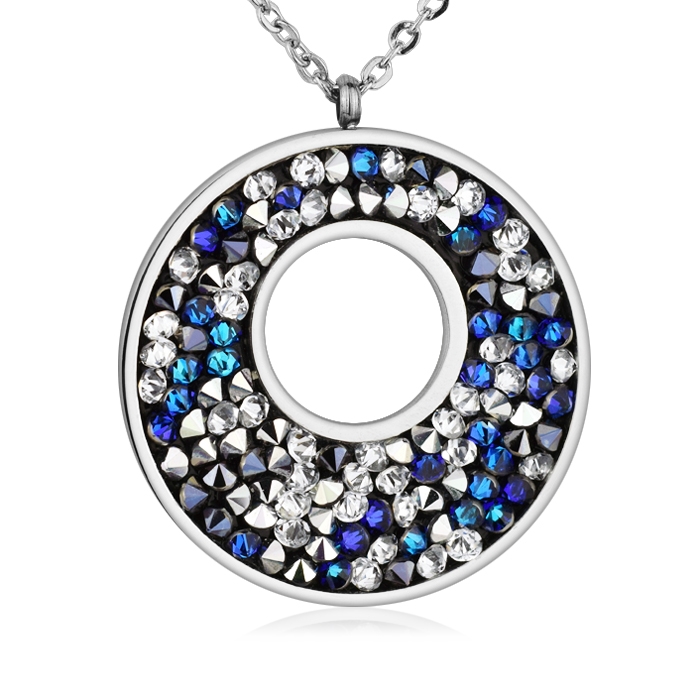 Oceľový náhrdelník s kryštálmi Crystals from Swarovski ®, BERMUDA BLUE PEPPER