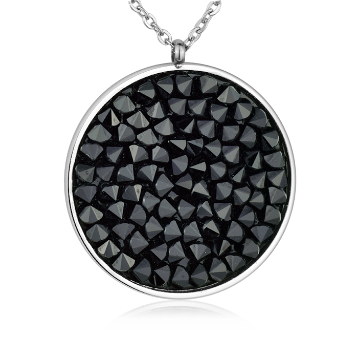 Oceľový náhrdelník s kryštálmi Crystals from Swarovski ®, BLACK JET