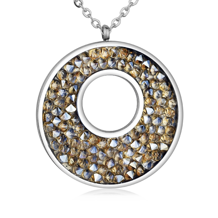 Oceľový náhrdelník s kryštálmi Crystals from Swarovski ®, GOLDEN SHADOW