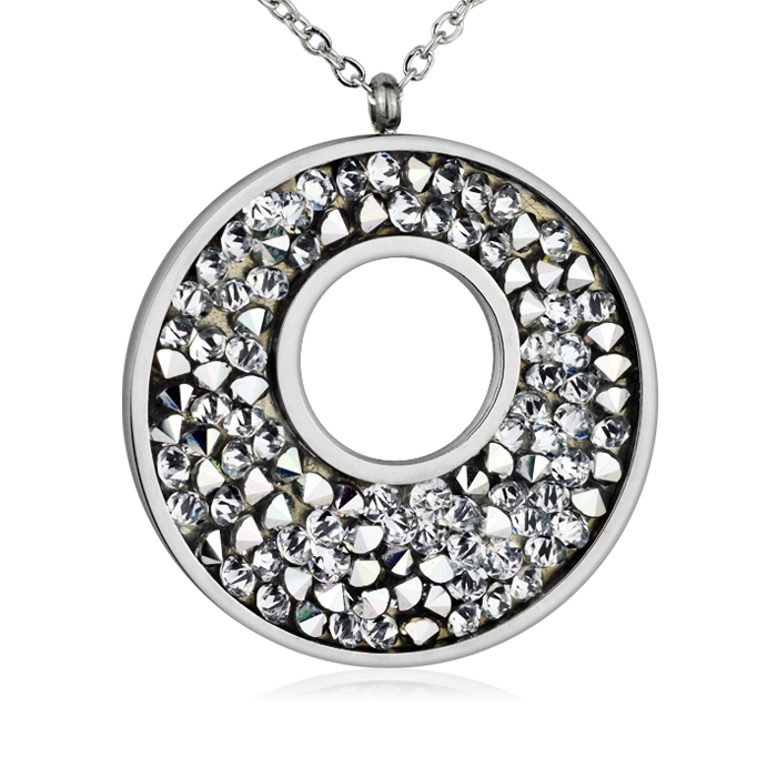 Oceľový náhrdelník s kryštálmi Crystals from Swarovski ®, CRYSTAL