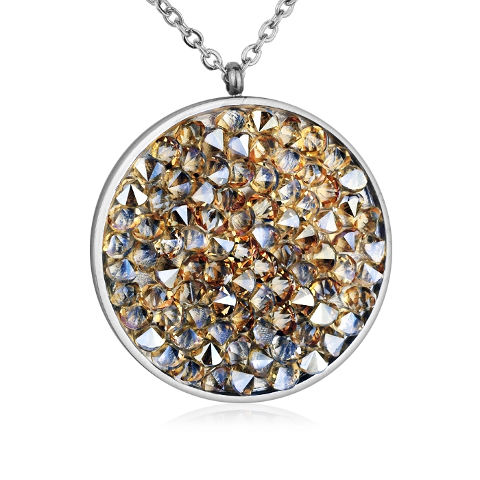 Oceľový náhrdelník s kryštálmi Crystals from Swarovski ®, GOLDEN SHADOW