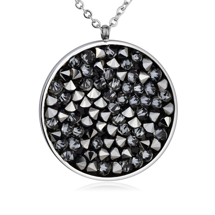 Oceľový náhrdelník s kryštálmi Crystals from Swarovski ®, GREY METALISEÉ