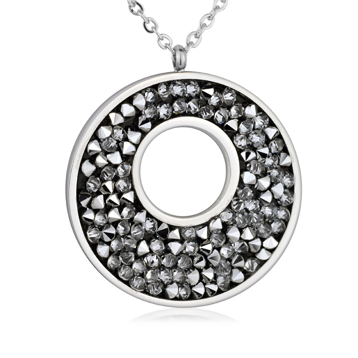NUBIS® Ocelový náhrdelník s krystaly Crystals from Swarovski® LIGHT CHROME - LV5001-CHR