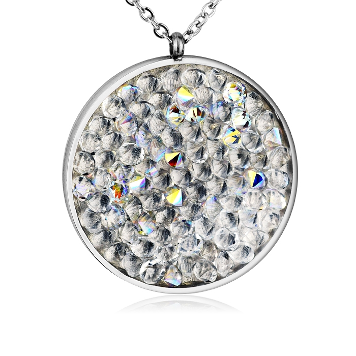 Oceľový náhrdelník s kryštálmi Crystals from Swarovski ®, CRYSTAL AB
