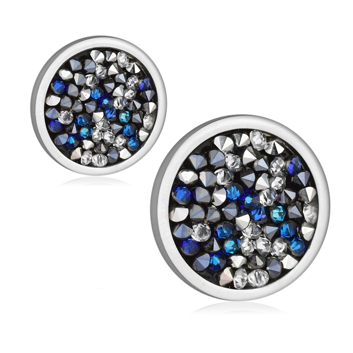 Oceľové náušnice s kryštálmi Crystals from Swarovski ®, BERMUDA BLUE PEPPER