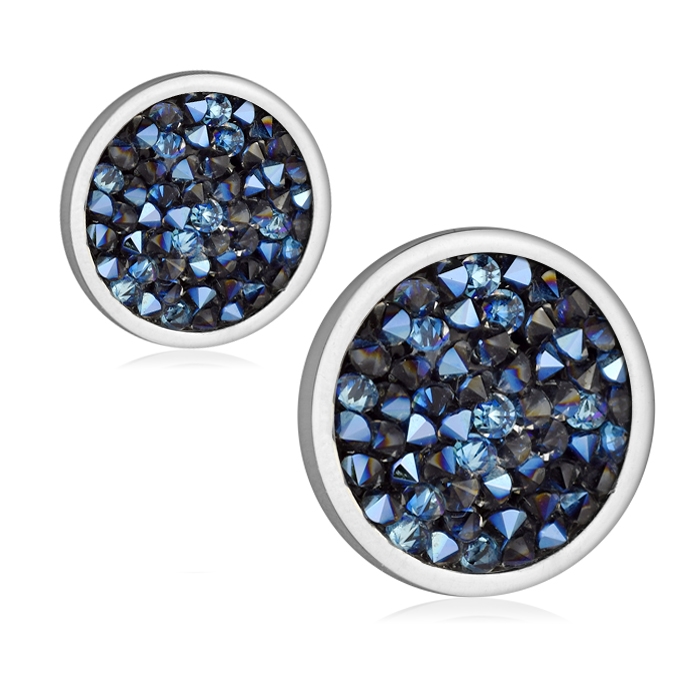 Oceľové náušnice s kryštálmi Crystals from Swarovski ®, BERMUDA BLUE