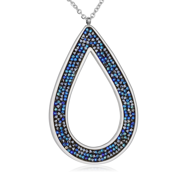 Oceľový náhrdelník s kryštálmi Crystals from Swarovski ®, BERMUDA BLUE