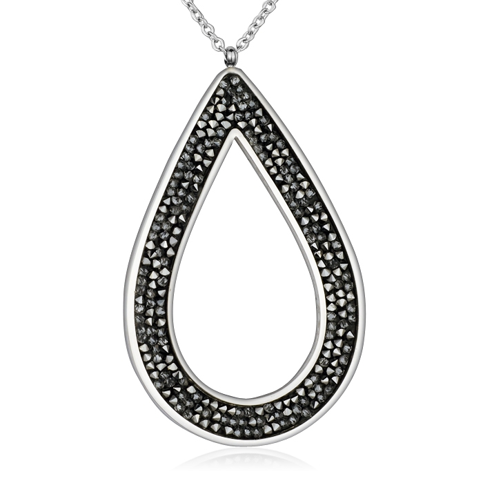 NUBIS® Ocelový náhrdelník s krystaly Crystals from Swarovski®, GREY METALISEÉ - LV5003-GME