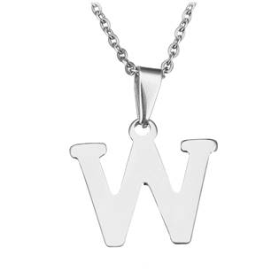 Ocelový řetízek s přívěškem iniciála "W"