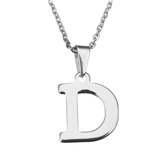 Ocelový řetízek s přívěškem iniciála "D"