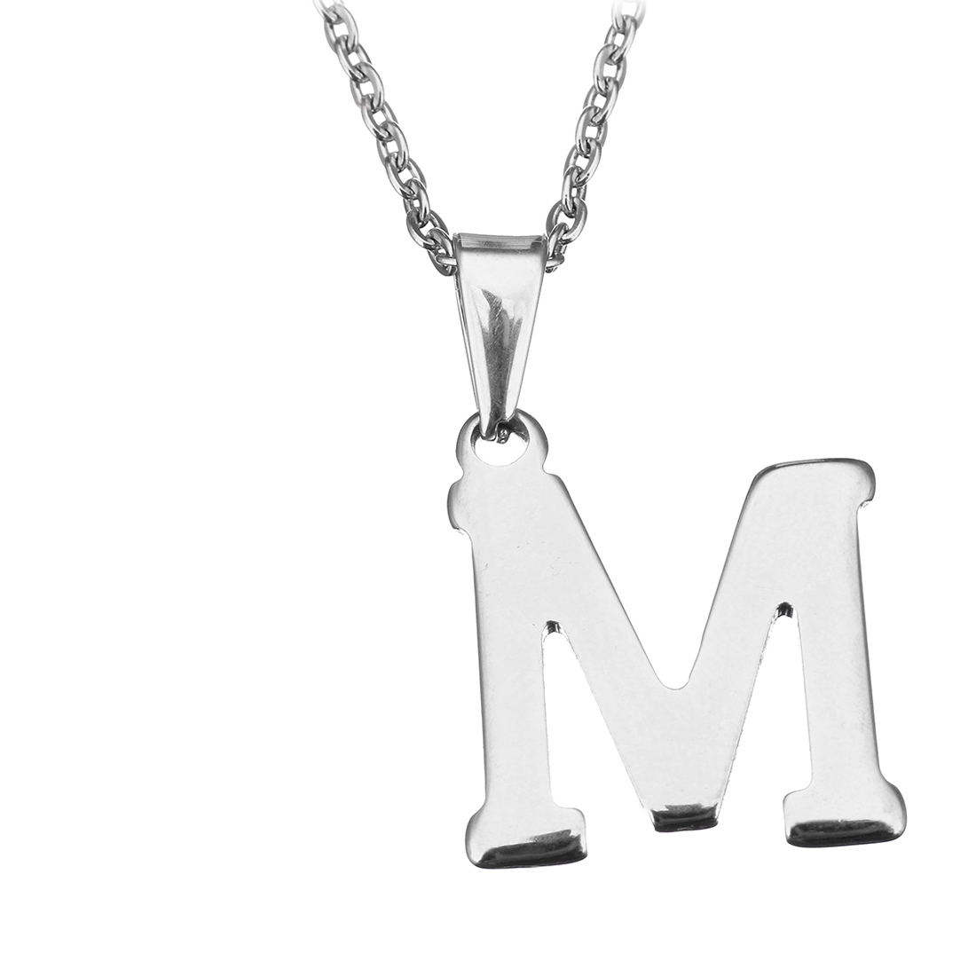 Šperky4U Ocelový řetízek s přívěškem iniciála "M" - OPD0090-M