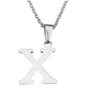 Ocelový řetízek s přívěškem iniciála "X"