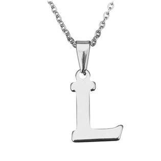Ocelový řetízek s přívěškem iniciála "L"