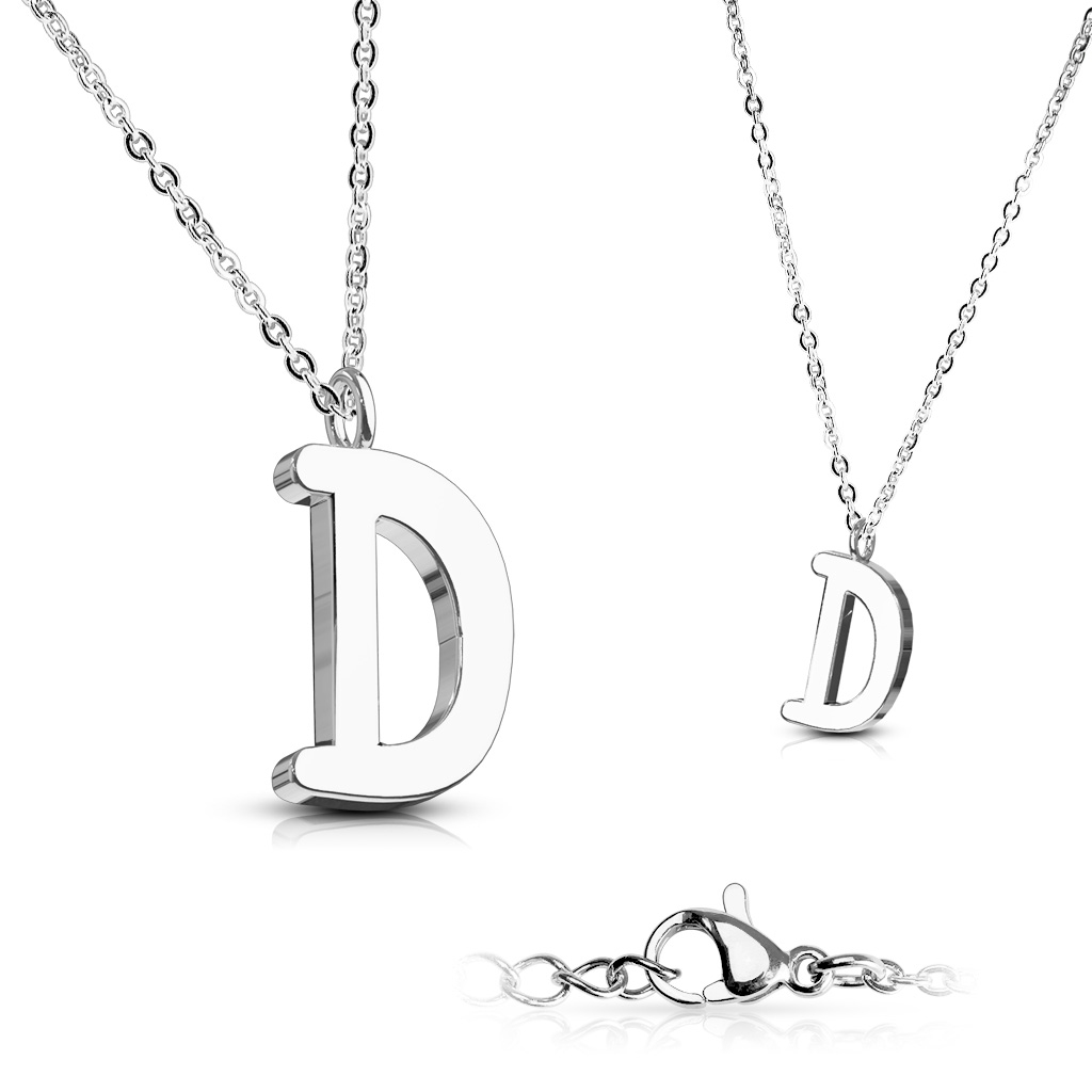 Šperky4U Ocelový řetízek s přívěškem iniciála - OPD0096-D