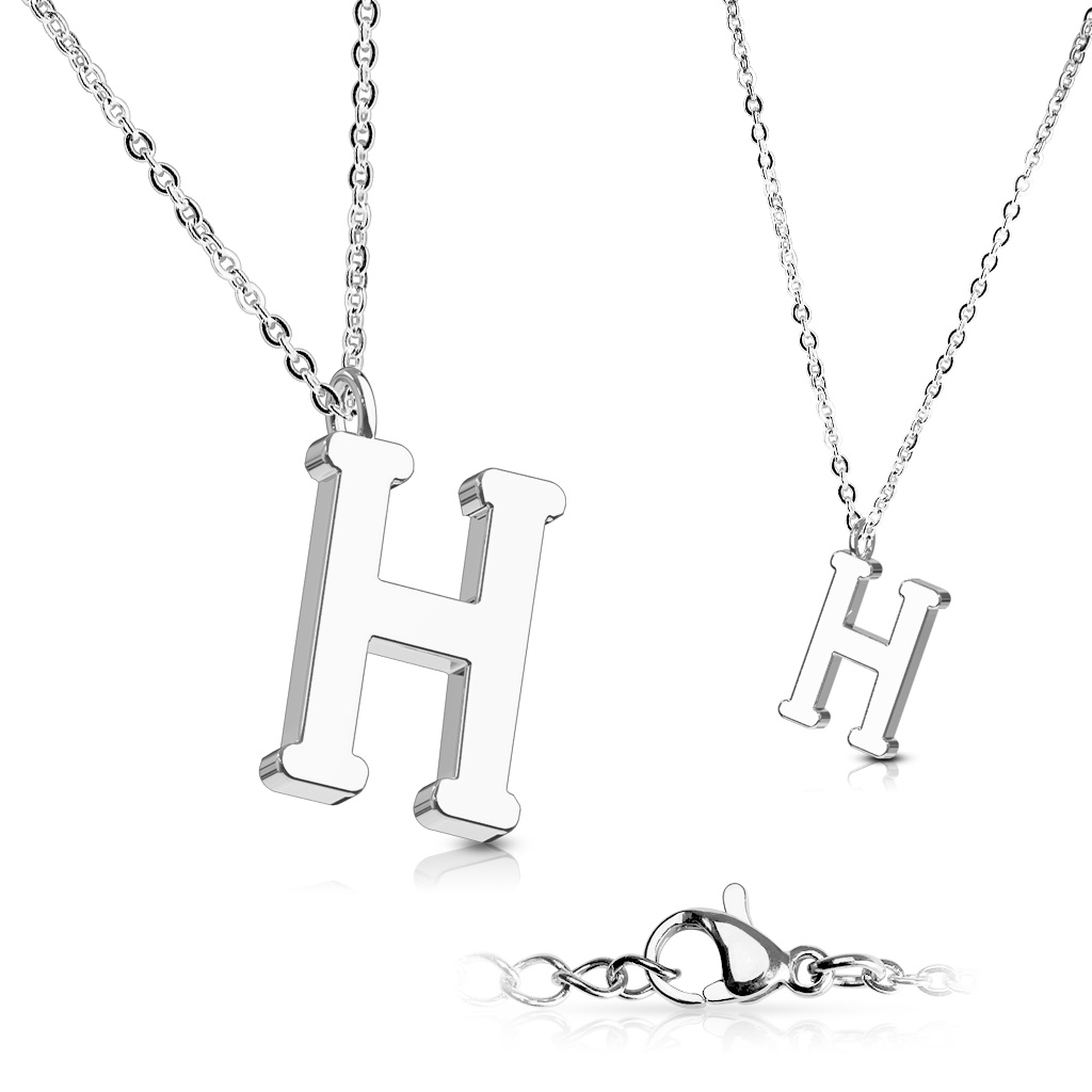 Šperky4U Ocelový řetízek s přívěškem iniciála - OPD0096-H