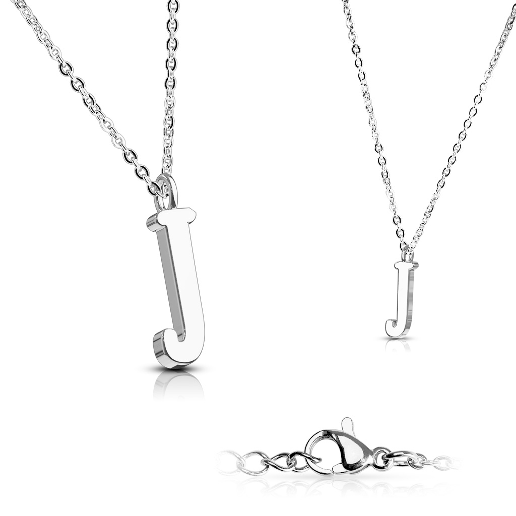 Šperky4U Ocelový řetízek s přívěškem iniciála - OPD0096-J