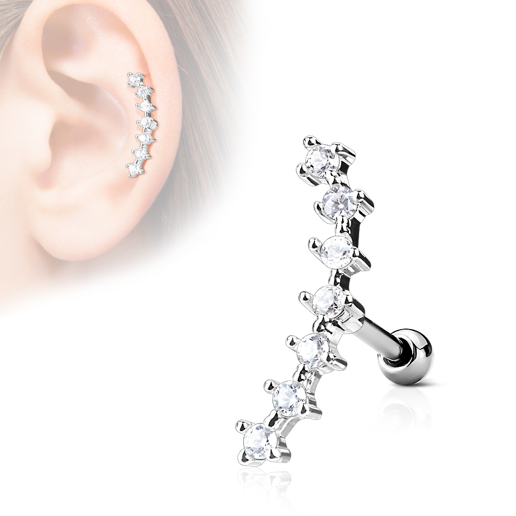 Šperky4U Cartilage piercing do ucha - čiré kamínky - CP1031-C