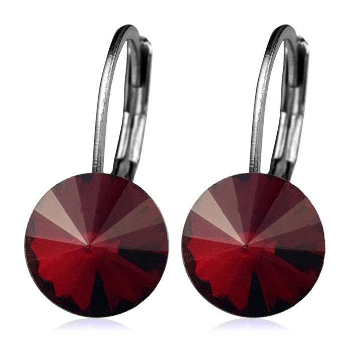 Šperky4U Ocelové náušnice - Siam Red, 8 mm - NBSS08-SR