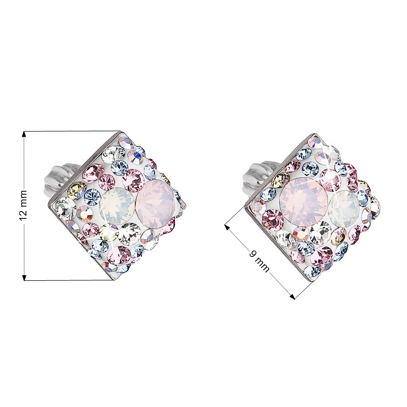 Strieborné skrutkovacie náušnice s kryštálmi Crystals from Swarovski ®, Magic Rose