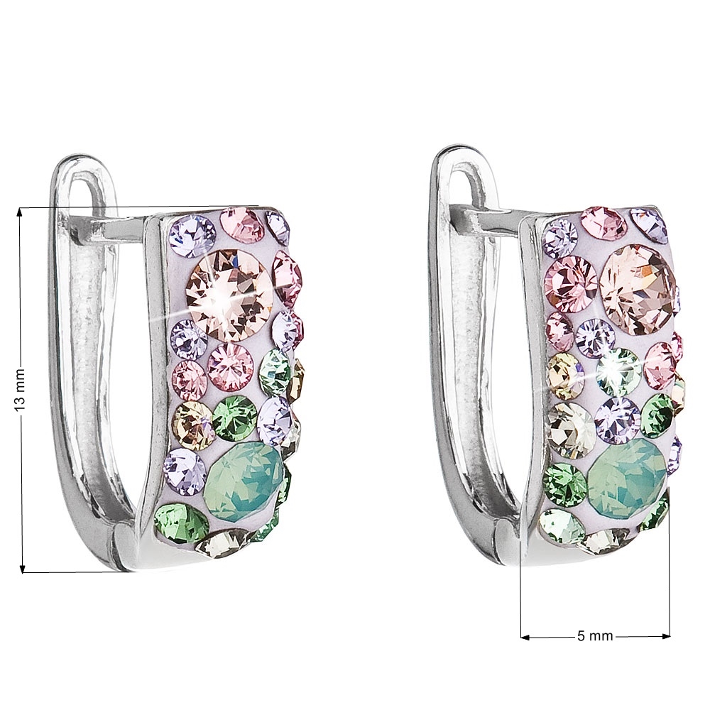 Strieborné náušnice s kryštálmi Crystals from Swarovski ®, Sakura