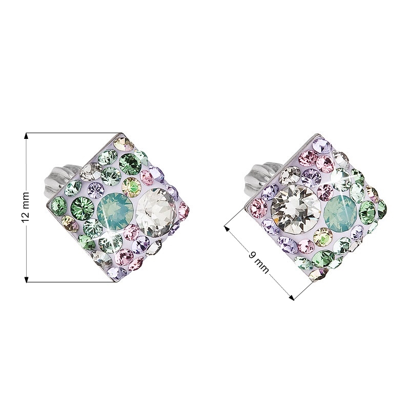 Strieborné skrutkovacie náušnice s kryštálmi Crystals from Swarovski ®, Sakura