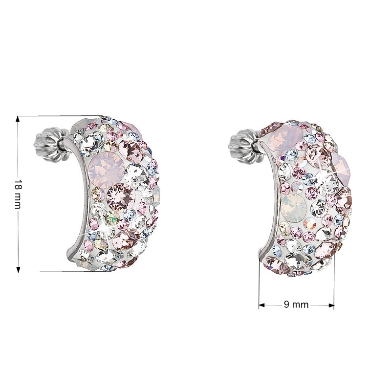 Strieborné náušnice s kryštálmi Crystals from Swarovski ®, Magic Rose