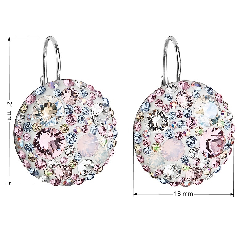 Strieborné náušnice s kryštálmi Crystals from Swarovski ®, Magic Rose