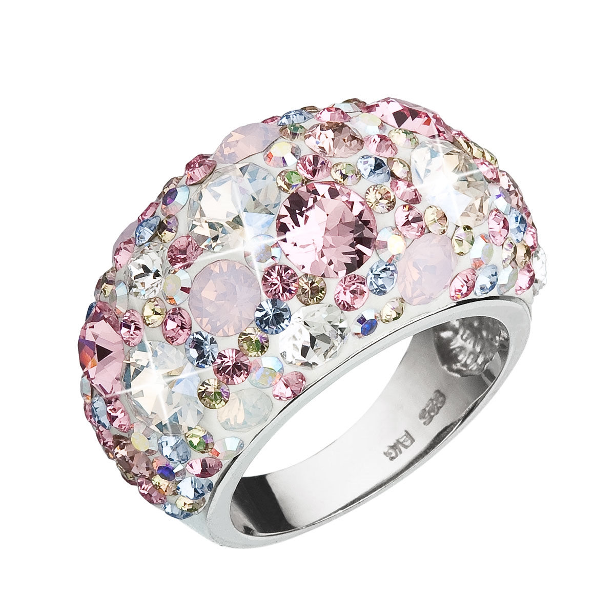Strieborný prsteň s kryštálmi Crystals from Swarovski ®, Magic Rose