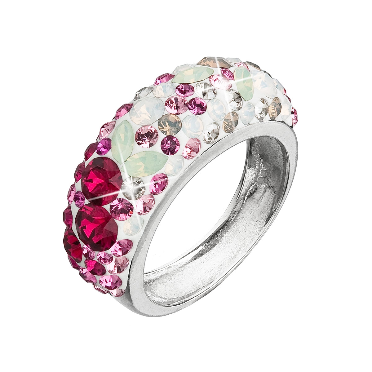 Strieborný prsteň s kryštálmi Crystals from Swarovski ®, Sweet Love