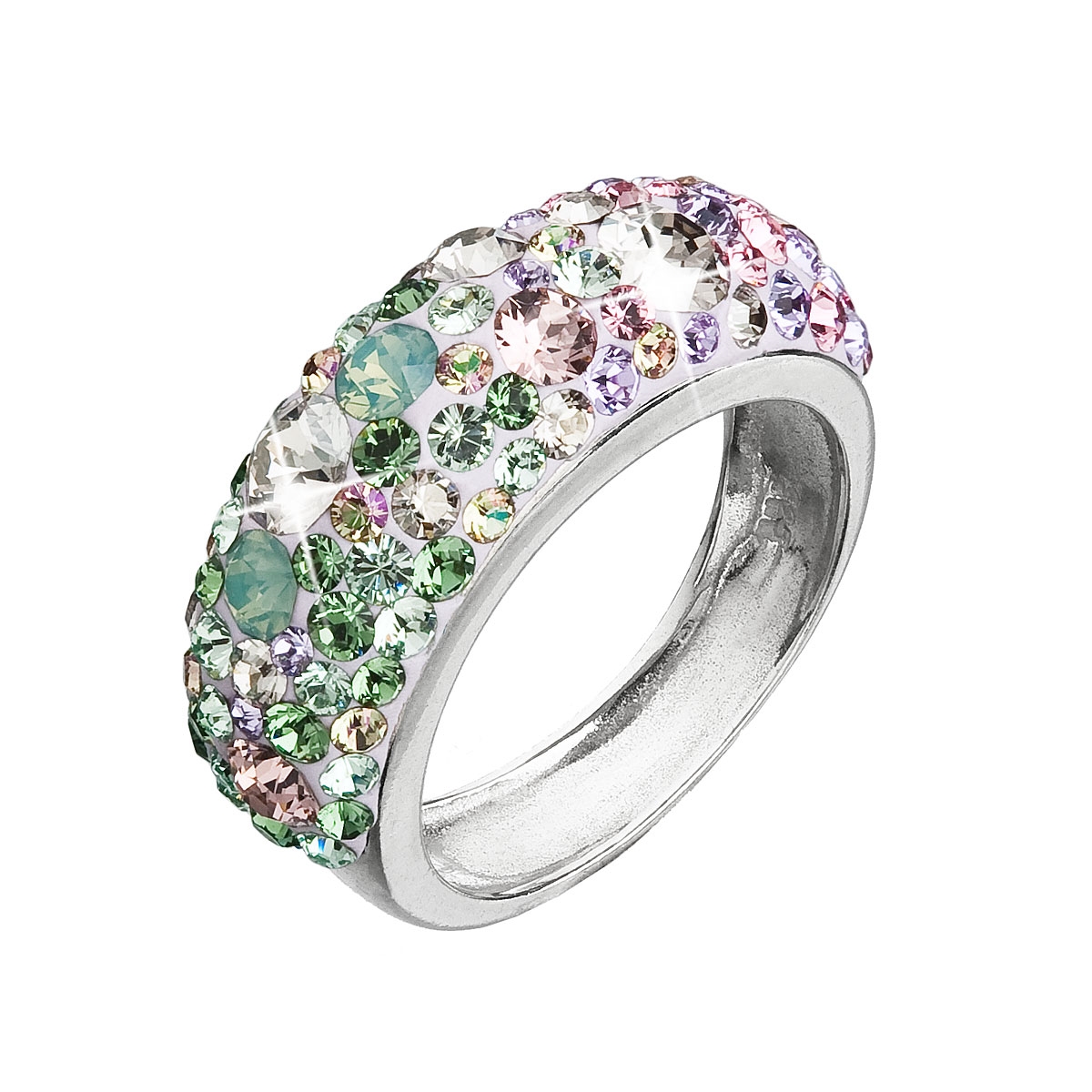 Strieborný prsteň s kryštálmi Crystals from Swarovski ®, Sakura