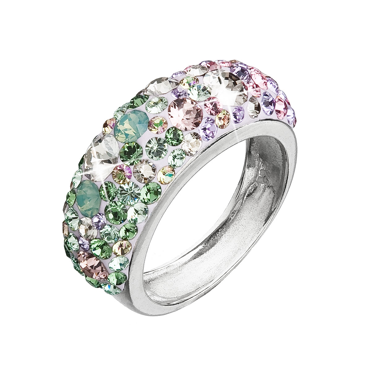 Strieborný prsteň s kryštálmi Crystals from Swarovski ®, Sakura