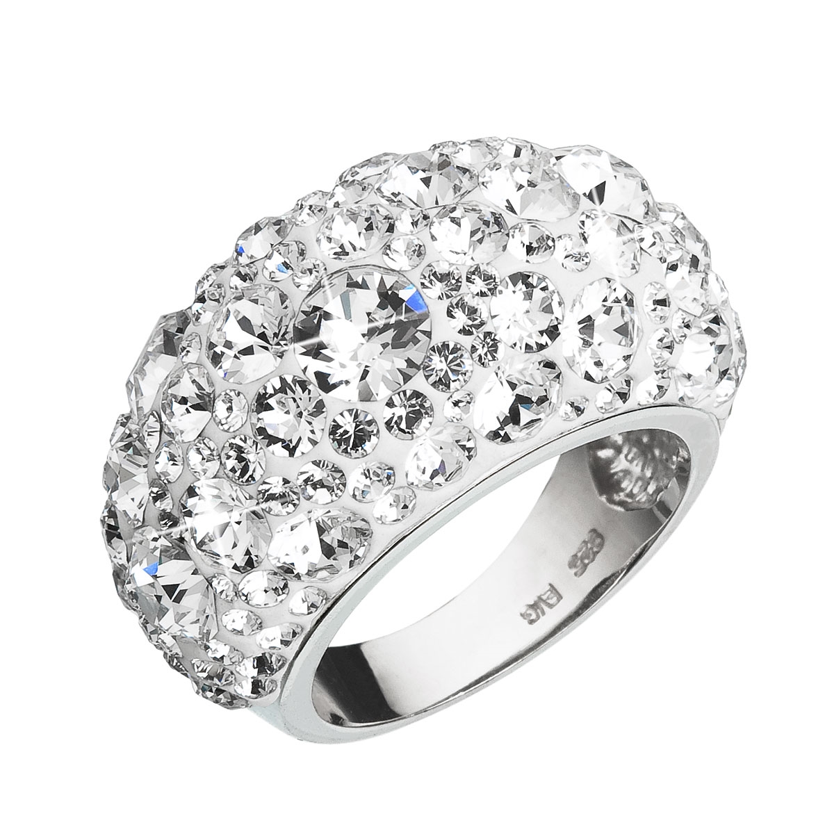 Strieborný prsteň s kryštálmi Crystals from Swarovski ®, Crystal