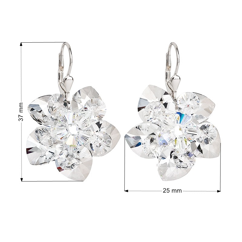 EVOLUTION GROUP CZ Stříbrné náušnice visací s krystaly Swarovski bílá kytička - 31130.1 Crystal