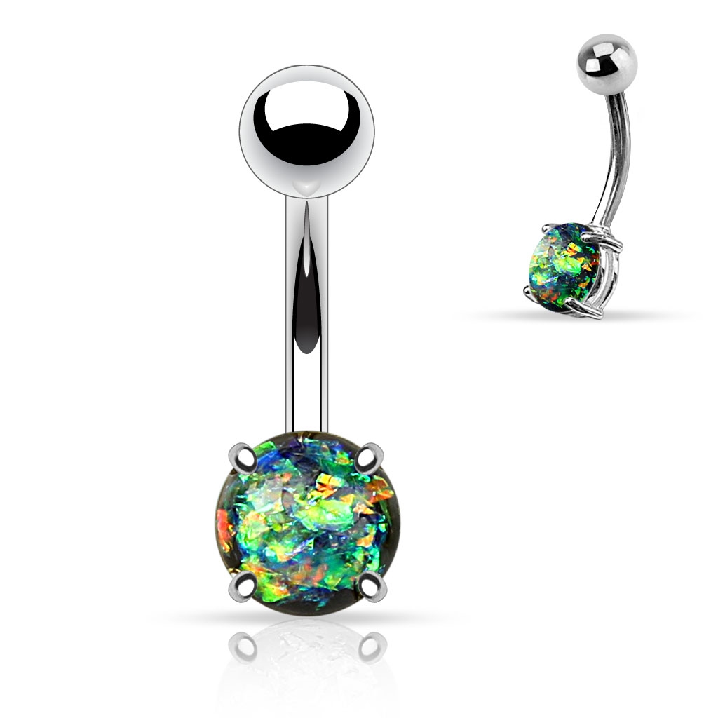 Šperky4U Piercing do pupíku pryskyřičný opál 8 mm - WP01004-GD